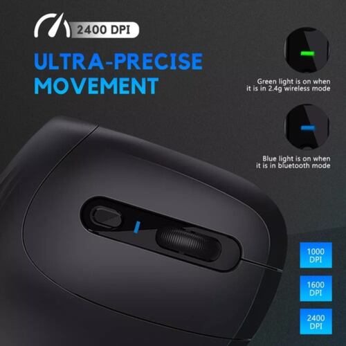 Mouse Inalámbrico Dareu Bluetooth 2.4g Silencioso Para Pc Negro