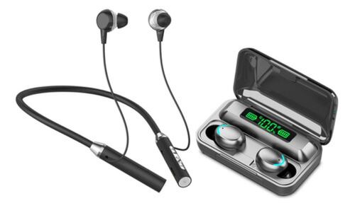 Audífonos In-ear Bluetooth Con Neckband De 2 Piezas Negro/Negro