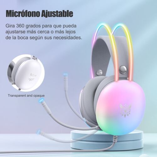 Audífonos Gamer Con Micrófono Y Luz Rgb Para Pc Xbox Gris/Colorido