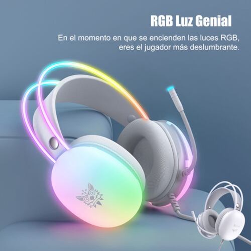 Audífonos Gamer Con Micrófono Y Luz Rgb Para Pc Xbox Gris/Colorido