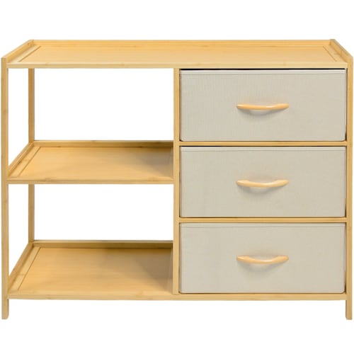 Comoda Cajonera Mueble Bambu Organizador 3 Cajones Estantes