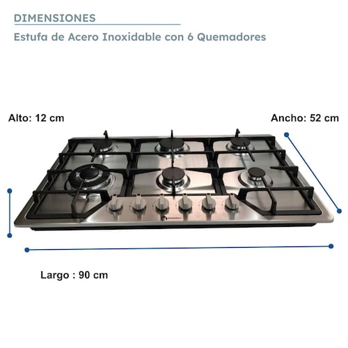 Estufa parrilla empotrable de Acero Inoxidable de 6 quemadores Shorbull