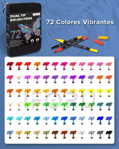 Plumones Punta Pincel Doble Punta Marcadores Iforu 72 Colors.