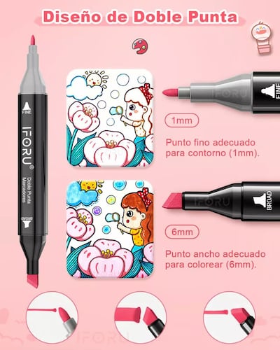Marcadores Plumones Punta Pincel Doble Punta Iforu 80 Colors