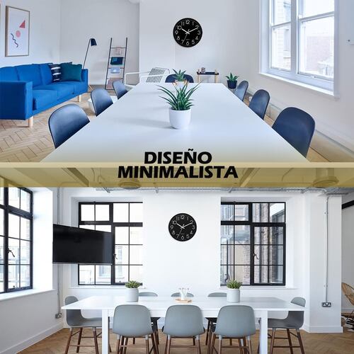 Reloj de Pared Minimalista Moderno Negro Grande Decorativo