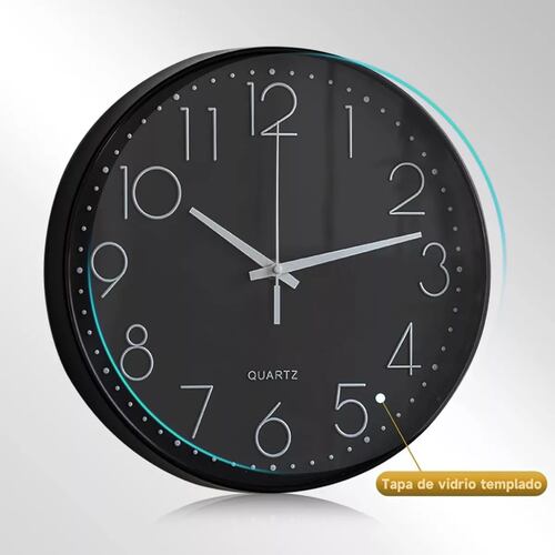 Reloj de Pared Minimalista Moderno Negro Grande Decorativo