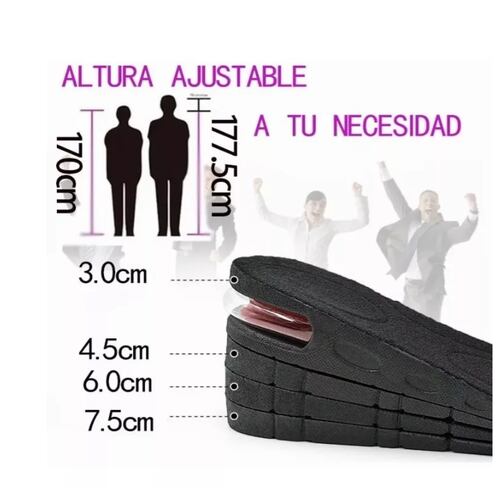 Plantillas Estatura Unisex Aumenta Altura 3cm-7.5 Cm 4 Capas