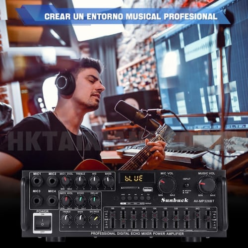 Amplificador De Audio Para Auto Casa Bluetooth Negro