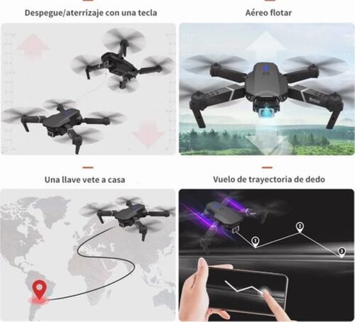 Drone  Control Remoto Con Par Cámara 4k Quadcopter + 2 baterías, Negro
