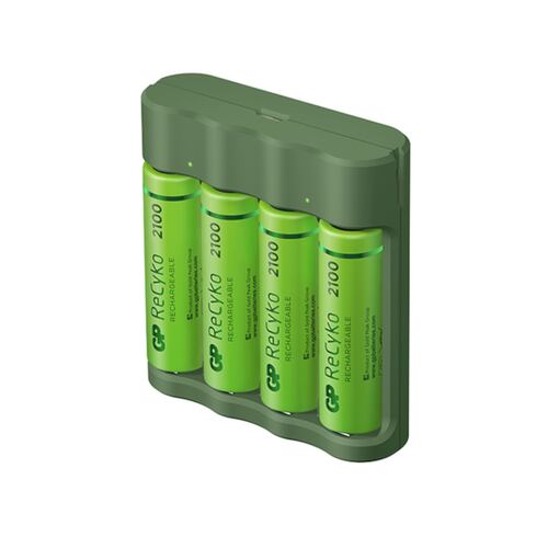 Cargador de pilas recargables GP USB con 4 piezas AA 2100mAh
