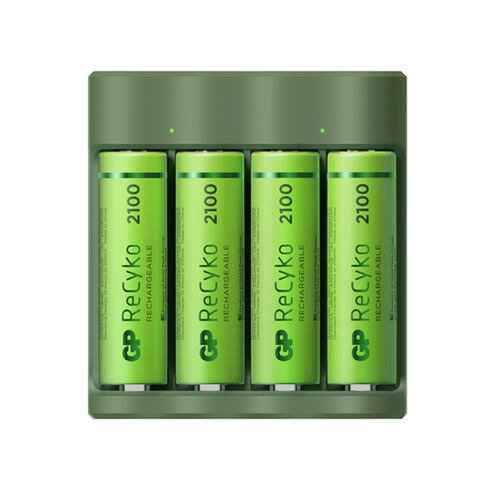 Cargador de pilas recargables GP USB con 4 piezas AA 2100mAh