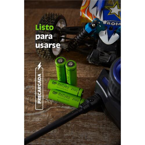 Cargador de pilas recargables GP USB con 4 piezas AA 2100mAh