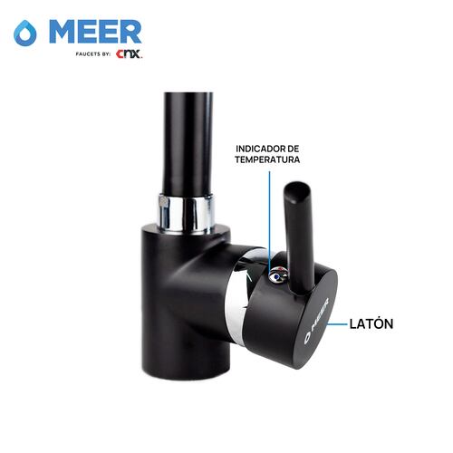Mezcladora Monomando para Fregadero en Negro Mate, Incluye mangueras para agua fría y caliente.