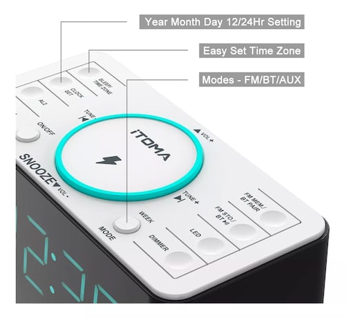 Reloj Despertador Digital Led Con Bocina Bluetooth Y Radio