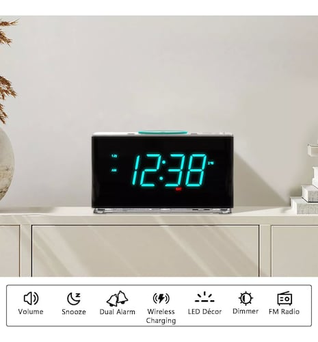 Reloj Despertador Digital Led Con Bocina Bluetooth Y Radio