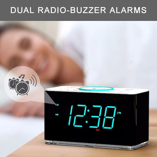Reloj Despertador Digital Led Con Bocina Bluetooth Y Radio