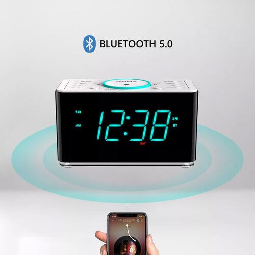 Reloj Despertador Digital Led Con Bocina Bluetooth Y Radio