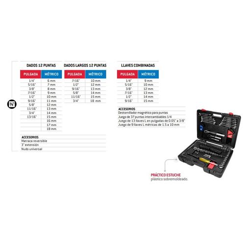 Juego 170 Dados Accesorios Combinados Herramientas Urrea