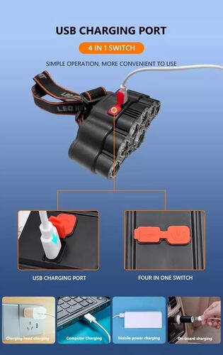 Lámpara Cabeza Recargable Linternas 9 Leds Lampara Minera