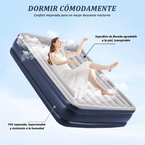 Colchon Inflable Queen Size Con Bomba Eléctrica Incluida