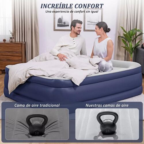 Colchon Inflable Queen Size Con Bomba Eléctrica Incluida