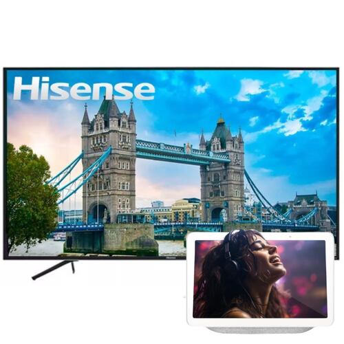 Combo Pantalla Hisense 65Pulg 4K Smart tv + Pantalla Google Nest Hub.