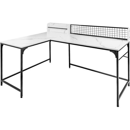 Escritorio Mueble L Esquinero Tipo Marmol Blanco Moderno 