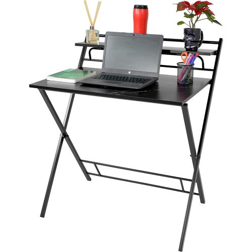 Escritorio Plegable 2 Niveles Negro Mesa Trabajo Hogar Oficina