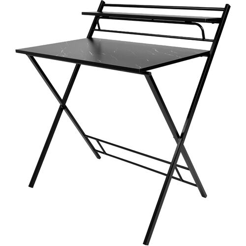 Escritorio Plegable 2 Niveles Negro Mesa Trabajo Hogar Oficina