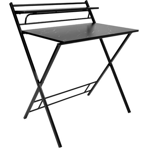 Escritorio Plegable 2 Niveles Negro Mesa Trabajo Hogar Oficina
