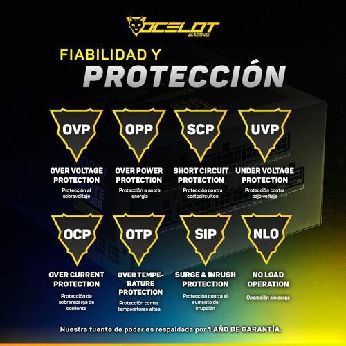 Fuente de poder Ocelot Gaming OPS1000 de 1000W, ATX, Modular, 80+ Gold.