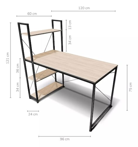 Escritorio De Madera Moderno Minimalista Con Repisas Oficina