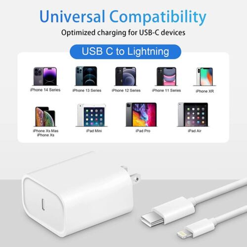 Cargador 25w Carga Rápida Para iPhone 12 13 14 +tipo C Cable 