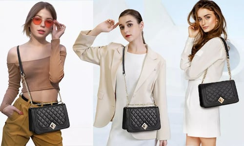Bandolera Negra Mujer Bolsa Cosméticos Con Cadena De Metal