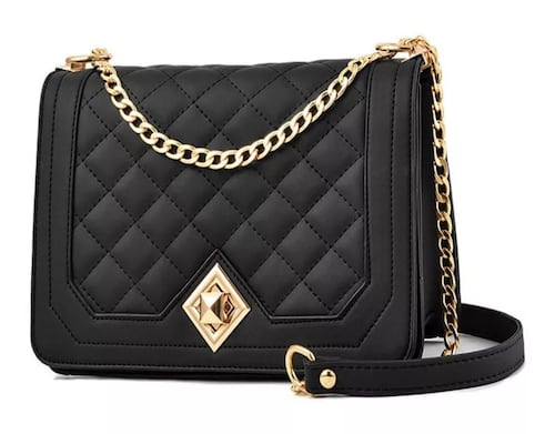 Bandolera Negra Mujer Bolsa Cosméticos Con Cadena De Metal