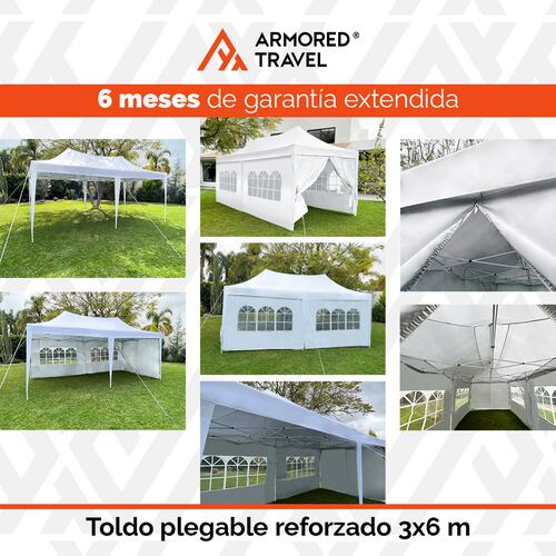 Toldo con paredes Carpa plegable retráctil 3x6 m premium para jardín eventos Reforzado con maleta Armored Travel.