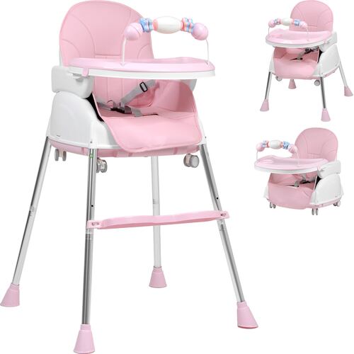 Silla Alta Periquera 4 En 1  Bebe Ajustable Comer Rosa
