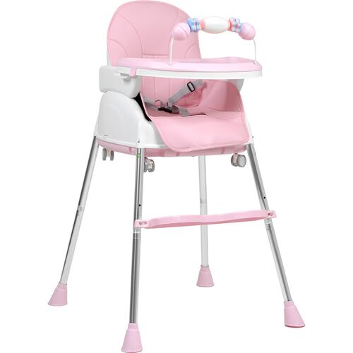 Silla Alta Periquera 4 En 1  Bebe Ajustable Comer Rosa
