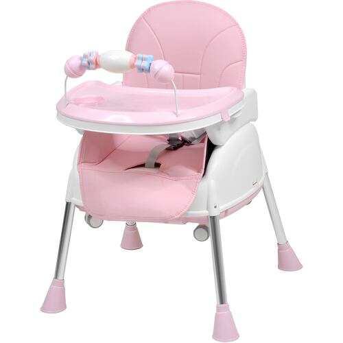 Silla Alta Periquera 4 En 1  Bebe Ajustable Comer Rosa