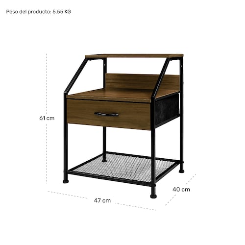 Buro  Rustico Comoda Mesa Noche Balda 1 Cajon Moderno Cafe