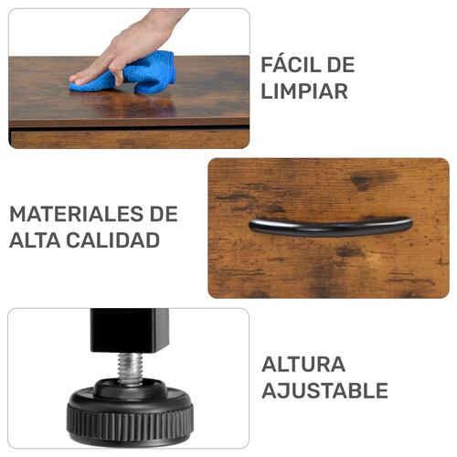 Comoda Cajonera Mueble 6 Cajones Metal Organizador Madera Cafe Claro