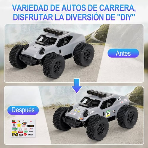 Todo Terreno Juguete Carros Control Remoto Diy Con Led Luces.