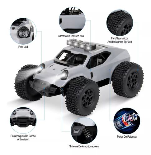 Todo Terreno Juguete Carros Control Remoto Diy Con Led Luces.