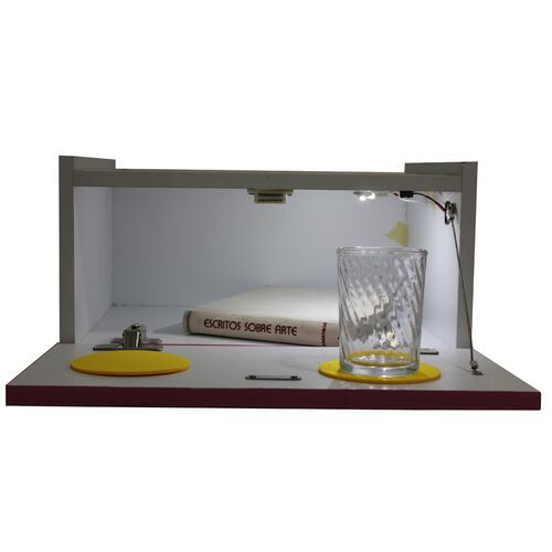 Mesa De Noche Buro Luz Led Recámara Ensamblado Azul