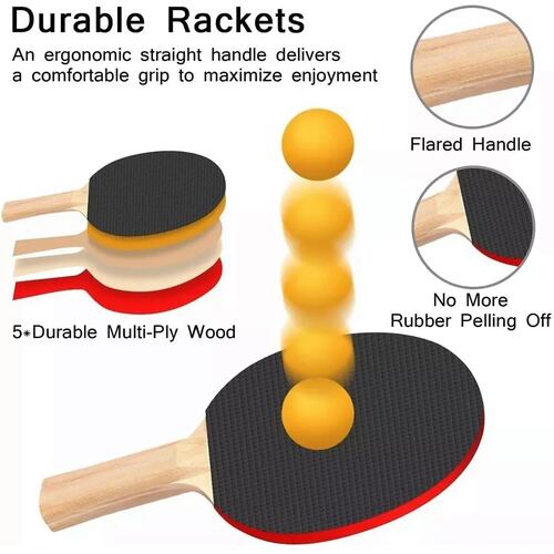 Juego De Ping Pong Mesa Portátil Con Red Retractil 2 Raqueta
