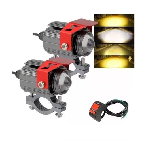 Par Faros Lupa Doble Color Exploradoras Para Auto Moto 60w