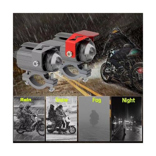 Par Faros Lupa Doble Color Exploradoras Para Auto Moto 60w