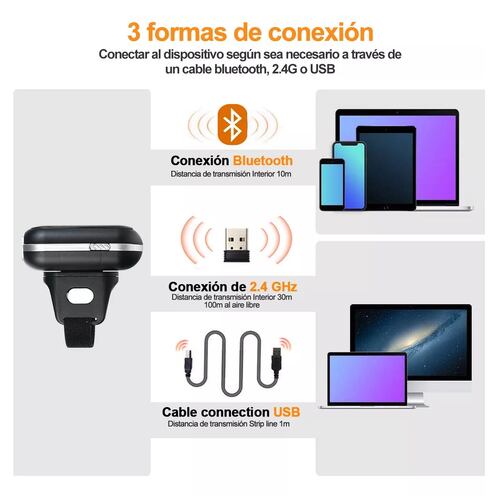 2.4g Lector De Código De Barras Inalámbrico Bluetooth