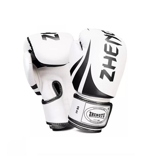 Guantes De Box Para Kickboxing,strap Velcro  14 Oz. Blanco