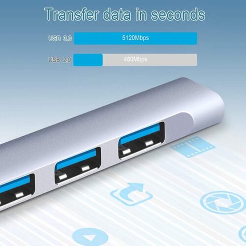 ub Adaptador Multi-puerto Delgado De 4 Puertos Usb 3.0 Gris